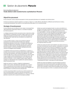 Fonds distinct ciblé mondial toutes capitalisations Manuvie