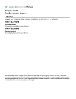 Fonds actions mondiales de base Manuvie et  Fonds équilibré mondial de base Manuvie - 2 avril 2025