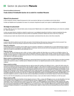 Fonds distinct Portefeuille Gestion de la volatilité mondiale Manuvie