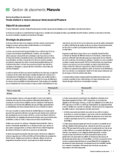 Fonds distinct à revenu mensuel élevé mondial Manuvie