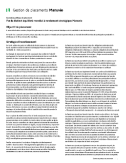 Fonds distinct équilibré mondial à rendement stratégique Manuvie