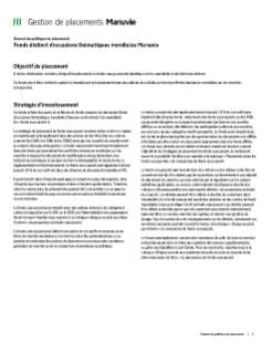 Fonds distinct d’occasions thématiques mondiales Manuvie