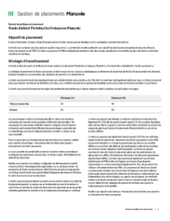 Fonds distinct Portefeuille Croissance Manuvie