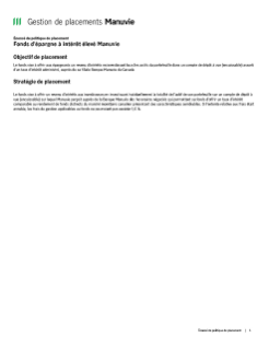 Fonds distinct d’épargne à intérêt élevé Manuvie