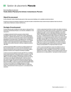 Fonds distinct Mandat privé Actions internationales Manuvie