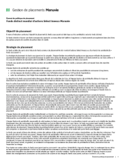 Fonds distinct mondial d’actions Sélect Invesco Manuvie