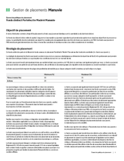 Fonds distinct Portefeuille Modéré Manuvie