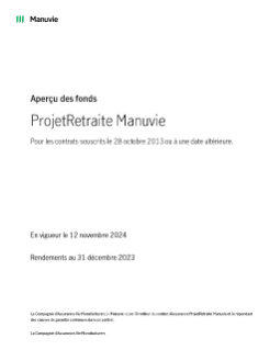 ProjetRetraite (MD) Manuvie Aperçu des fonds