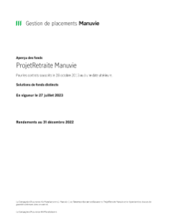 ProjetRetraite (MD) Manuvie Notice explicative et contrat
