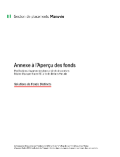 RetraitePlus (MD) Manuvie Annexe à l’Aperçu des fonds