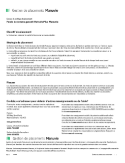 Fonds de revenu garanti Manuvie