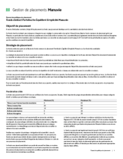 Fonds distinct Portefeuille Équilibré Simplicité Manuvie