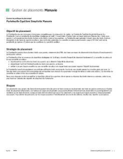 Portefeuille Équilibré Simplicité Manuvie