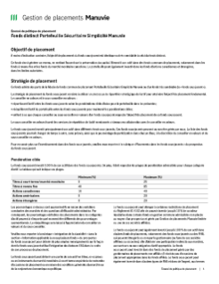 Fonds distinct Portefeuille Sécuritaire Simplicité Manuvie