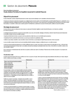 Fonds distinct Portefeuille Équilibré mondial Simplicité Manuvie