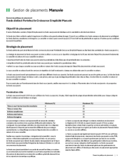 Fonds distinct Portefeuille Croissance Simplicité Manuvie