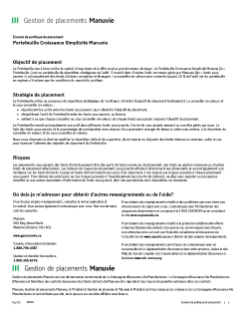 Portefeuille Croissance Simplicité Manuvie