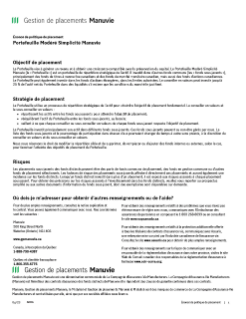 Portefeuille Modéré Simplicité Manuvie