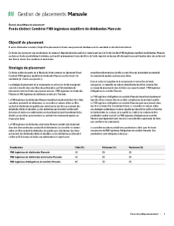 Fonds distinct Combiné FNB ingénieux équilibré de dividendes Manuvie