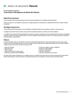Fonds distinct FNB ingénieux de dividendes Manuvie