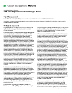 Fonds distinct équilibré à rendement stratégique Manuvie