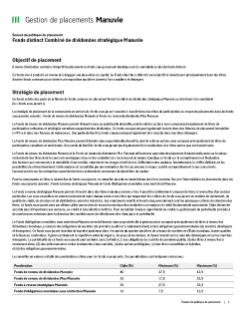 Fonds distinct Combiné de dividendes stratégique Manuvie