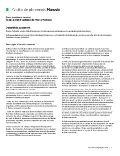 Fonds distinct tactique de revenu Manuvie