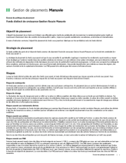 Fonds distinct de croissance Gestion fiscale Manuvie
