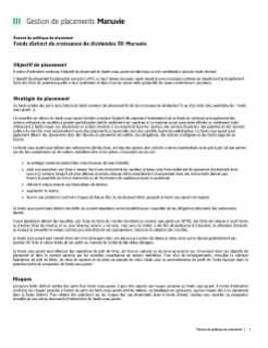 Fonds distinct de croissance de dividendes TD Manuvie