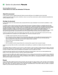 Fonds distinct de revenu de dividendes TD Manuvie