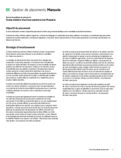 Fonds distinct d’actions américaines Manuvie