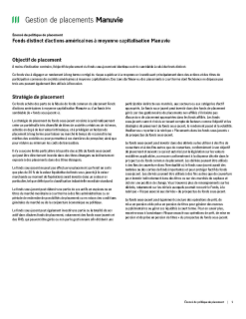Fonds distinct d’actions américaines à moyenne capitalisation Manuvie