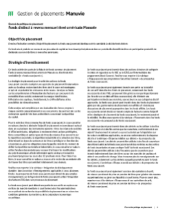 Fonds distinct à revenu mensuel élevé américain Manuvie