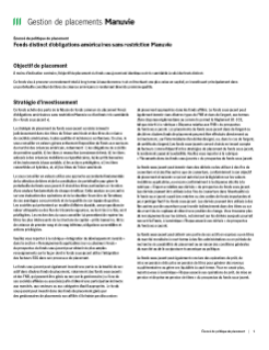 Fonds distinct d’obligations américaines sans restriction Manuvie
