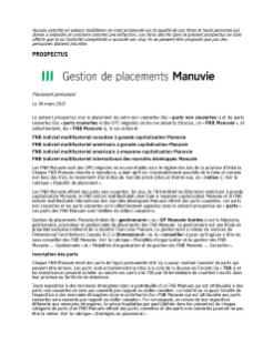 Prospectus des FNB Manuvie - mars 2021