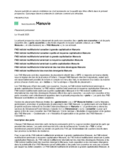 Prospectus des FNB Manuvie – Été