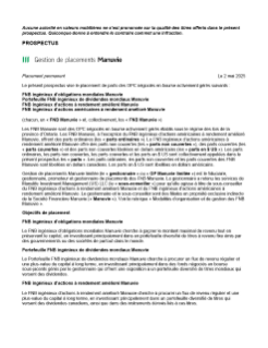 Prospectus des FNB ingénieux Manuvie – Printemps