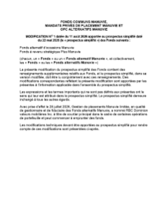 Prospectus simplifié - Modification No 1 datée du 11 août 2026