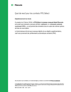 Quoi de neuf pour les contrats FPG Sélect (séries d’anciens contrats)